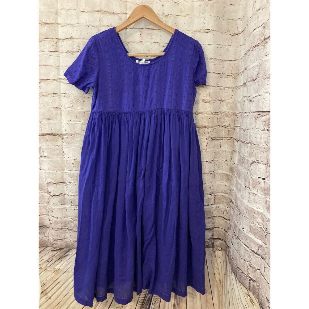 Vintage Ellen Ashley Babydoll Dress Womens Petite Medium Purple‎ Midi Pleated
